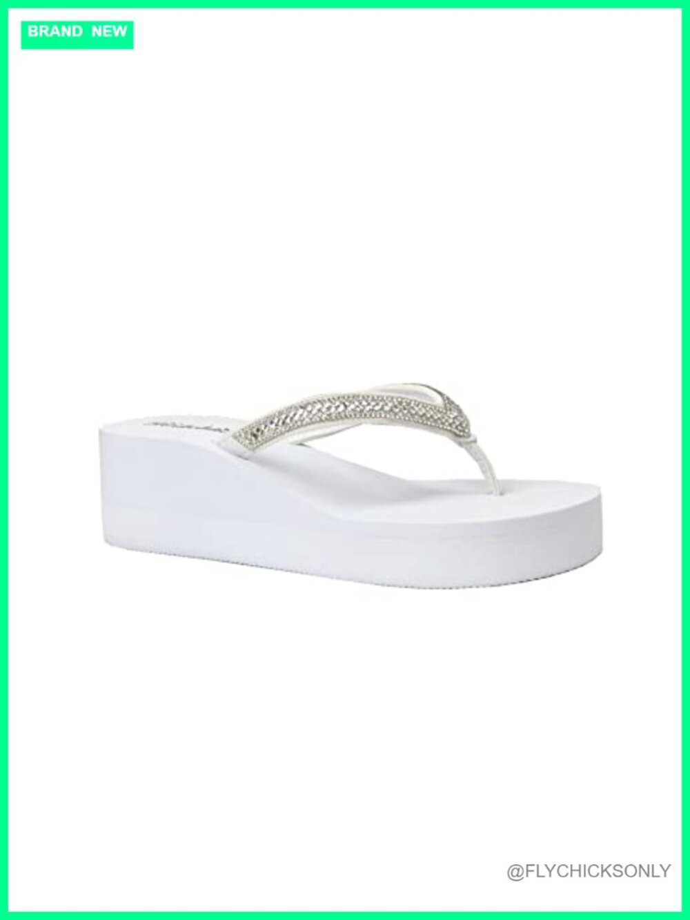 Women's Rhinestone Jewel Wedge Sandals Platform T-Strap Thong Flip Flops
